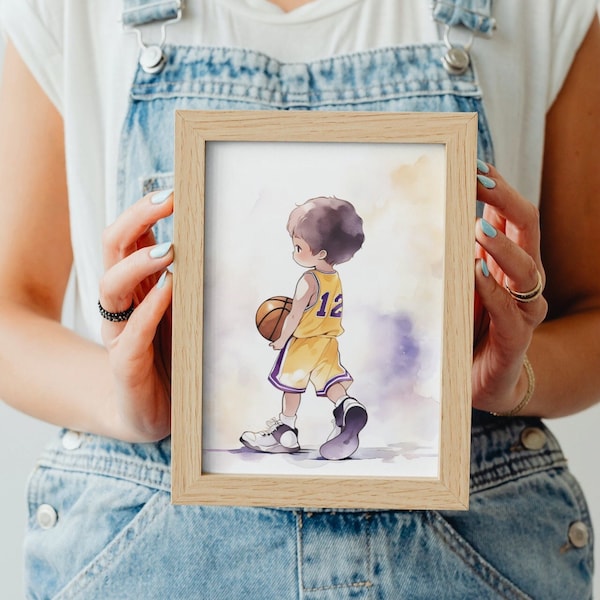 Los Angeles Lakers Boy //Digital Download// Cute Basketball Art for Kids Room, Sports Nursery, or NBA Gift