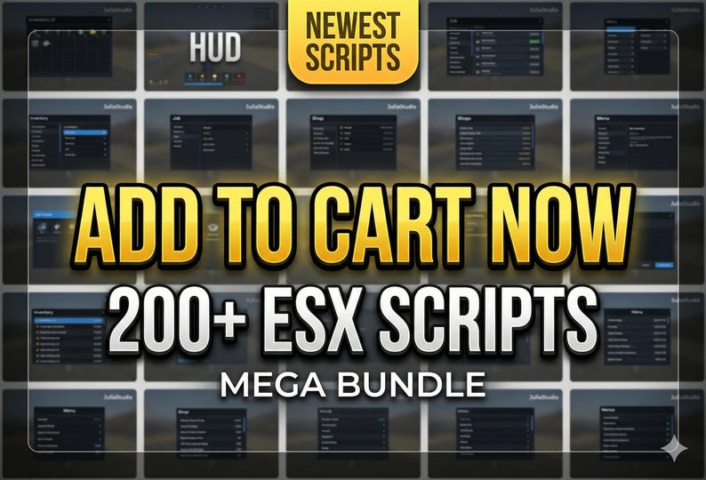 200+ ESX Scripts Bundle | Fivem Mega Pack | Jobs, UI, Hud, Inventory ...