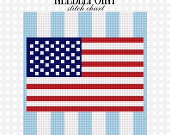 American Flag Needlepoint Pattern | 4th of July Stitch Chart (Digital Download)