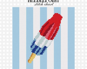 Bomb Pop Needlepoint Pattern | 4th of July Stitch Chart (Digital Download)