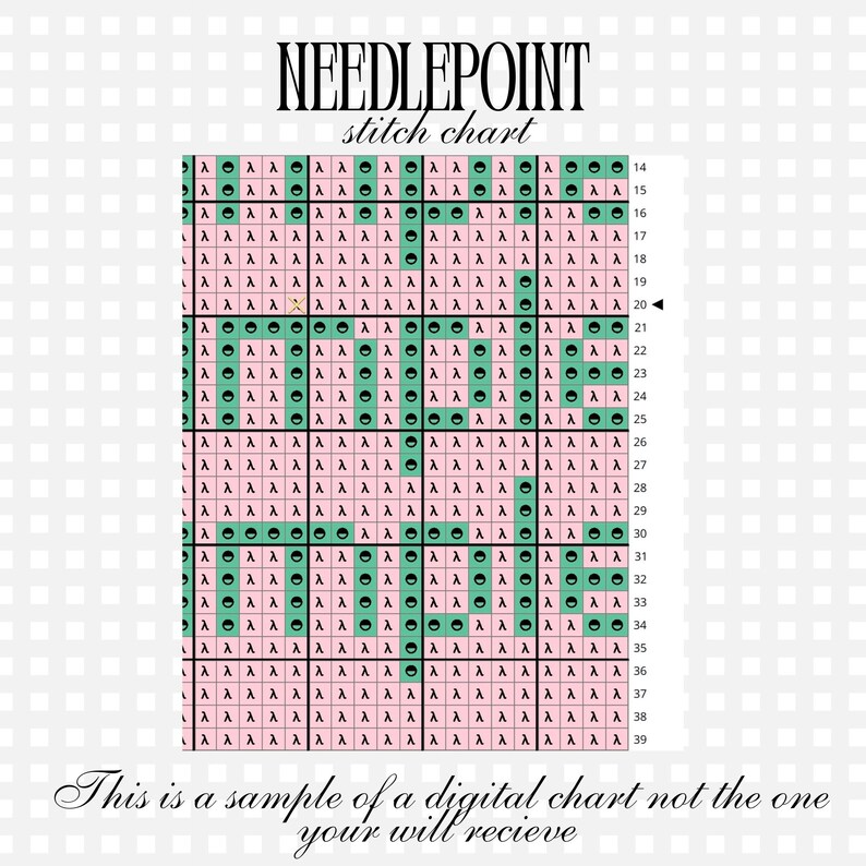 Needlepoint Grid Iced Strawberry Matcha Latte Needlepoint Pattern | Printable Stitch ...