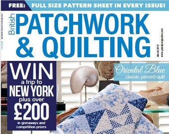 Patchwork britannique et courtepointe 2015, motif de courtepointe bleu oriental - Magazine d'art et d'artisanat - Version PDF à téléchargement immédiat