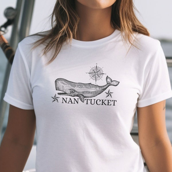 Nantucket Tee, Whale shirt, Nantucket Gift, Massachusetts tee, Vacation shirt, Nautical shirt, Sea shirt, whale engraving