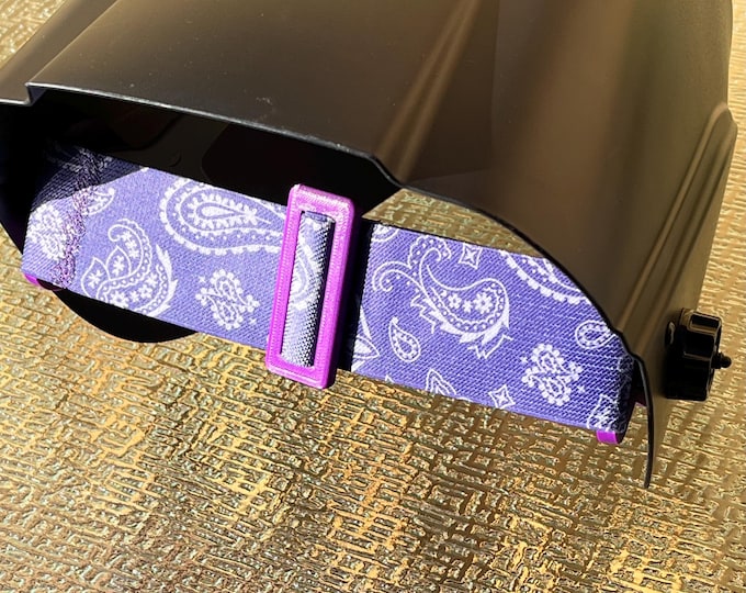2” Welding Hood Strap Purple Paisley for  Fiber Metal, Outlaw, Pipeliner Cloud, Jackson, Tefuawe/Armour Guard 2.0, Hobart or Huntsman