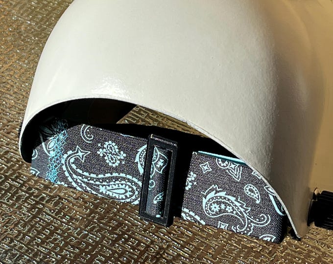 2” Welding Hood Strap Baby Blue Paisley for  Fiber Metal, Outlaw, Pipeliner Cloud, Jackson, Tefuawe, Hobart, or Huntsman.