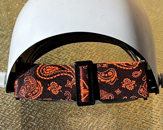 2” Welding Hood Strap Orange Paisley for  Fiber Metal, Outlaw, Pipeliner Cloud, Jackson, Tefuawe, Hobart, or Huntsman