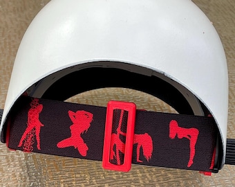 2” Welding Hood Strap Red Stripper Silhouettes for  Fiber Metal, Outlaw, Pipeliner Cloud, Jackson, Tefuawe, Hobart, and Huntsman Headgears.