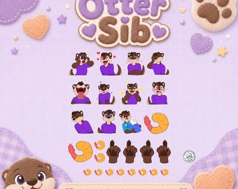 Juego de pegatinas Otter Sib / Pegatinas Kawaii para agenda con camarones y frijoles Sib
