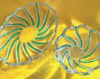 Mikasa Peppermint Swirl Crystal Dish and Bowl Set
