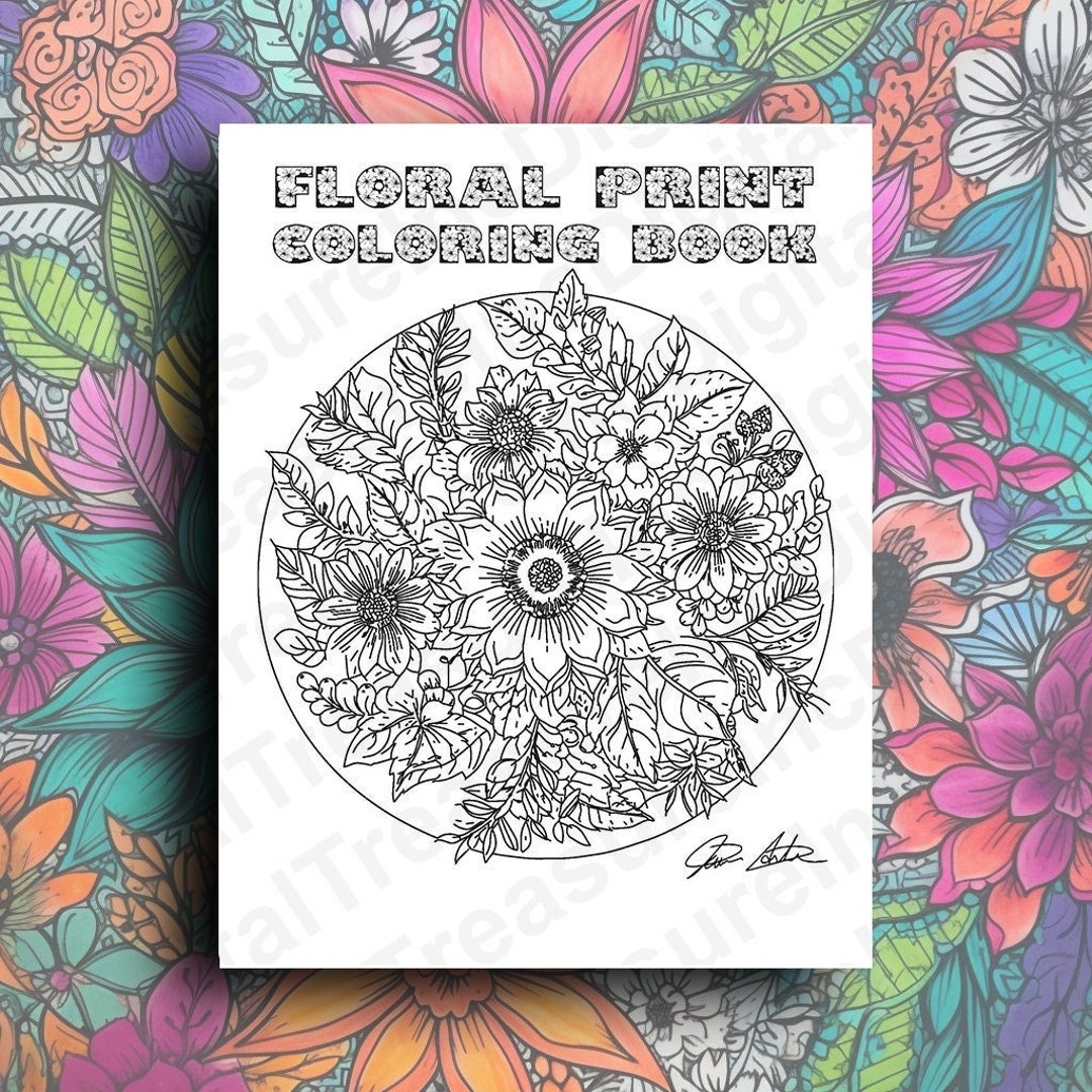 Floral Coloring Book | 25 Pages - Etsy