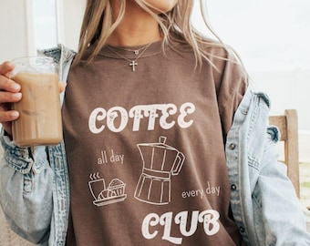 Retro Coffee Club Shirt: Comfort Colors Tee, Foodie Gift