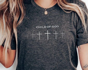 Kind Gottes Christliches T-Shirt, Glaube Kreuz Grafik T-Shirt, Geschenk für Christian
