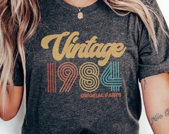 Original Parts Custom Year Shirt, Vintage Birthday Tee, Classic Retro Year Design, Birthday Gift for Him Her, 1984 tee