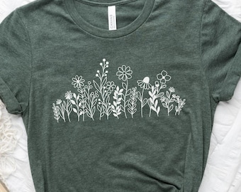 Wildflower Graphic T-Shirt, Botanical Floral Design