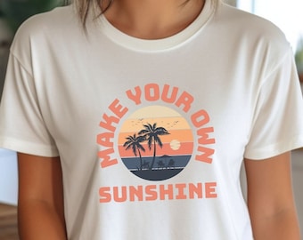 Retro Beach Vibe Tee: "Make Your Own Sunshine" Graphic T-Shirt