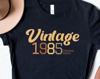 Vintage Year Birthday Shirt, Custom Year Graphic Tee, Minimal Retro T-Shirt, Personalized Gift for Men Women, 1985 Tshirt