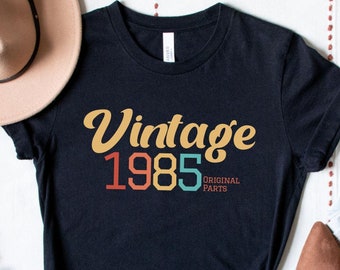 Custom Year Vintage Birthday Shirt, Original Parts T-Shirt, Classic Retro Style, Birthday Outfit Gift for Dad Mom