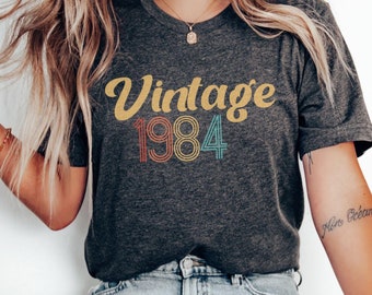 Vintage Year Birthday Shirt, Custom Year Tee, Classic Retro Style, Milestone Birthday Gift for Men Women