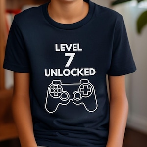 Custom Birthday Shirt, Level 7 Unlocked Shirt, Boy Gamer T-Shirt, Kids Birthday Party, level up birthday, 7 birthday t shirt