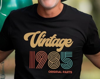 Vintage Year Original Parts Tee, Custom Year Shirt, Retro Birthday Outfit, Personalized Gift for Men Women, Shirt for 40