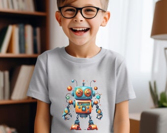 Kids Retro Robot Shirt, Sci-Fi Toddler Tee