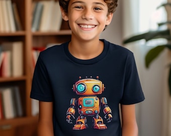Retro Robot Kids Shirt, Sci-Fi Birthday Theme