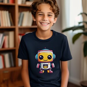 子供用ロボットシャツ、ロボットバースデーシャツ、男の子用ロボットTシャツ、女の子用ロボットシャツ、ロボットテーマ、SFロボットシャツ、レトロロボット、かわいいロボット