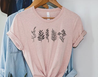 Wildflower Graphic T-Shirt, Botanical Print Tee
