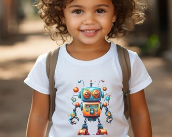Toddler Robot T-Shirt, Retro Sci-Fi Design