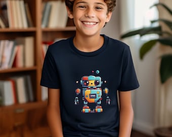 Kids Retro Robot Shirt, Sci-Fi Birthday Theme