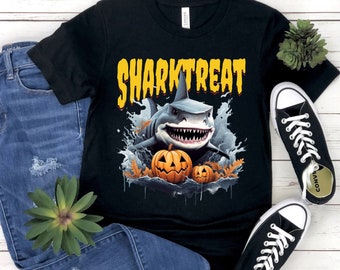Halloween Shark Shirt, Cute Shark tee, Trick or Treat Shark, Shark Shirt, Shark Gifts, Halloween Season Shirt, Fall Shirt, Shark Lovers Gift