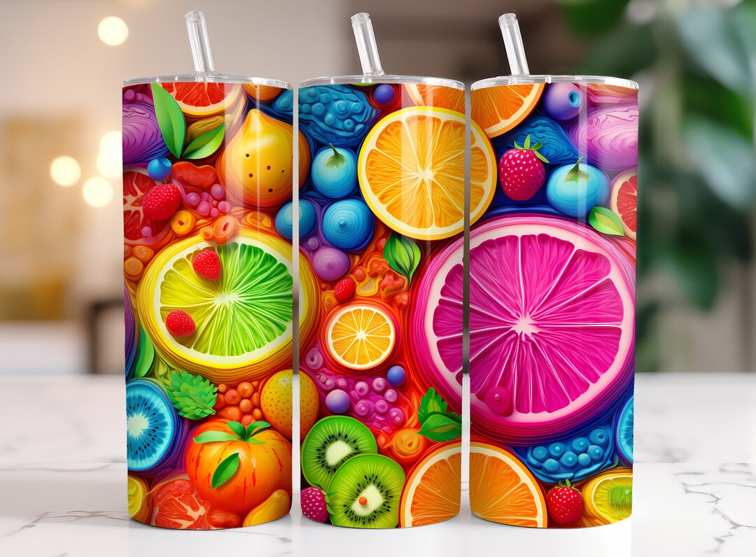 3D Fruit Tumbler Design Sublimation Design Summer Fruits Etsy