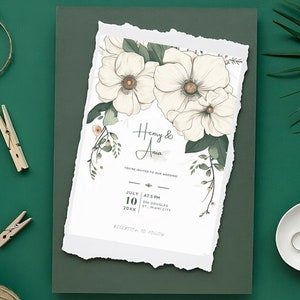 Green Harmony Minimalist Wedding Invitation Editable Template INSTANT DOWNLOAD, DYI Printable Invitation, Mobile-Friendly Template image 2