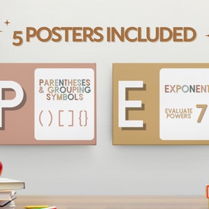 PEMDAS Printable Poster Set of 5, Order of Operations, Middle and High ...
