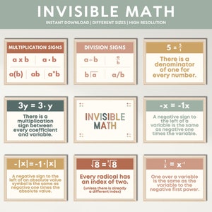 Unsichtbares Mathe druckbares Poster, Mathe Klassenzimmer Dekor, Mittelschule Lehrmittel, Lernmaterialien