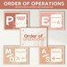 PEMDAS Printable Poster Set of 5, Order of Operations, Middle and High ...
