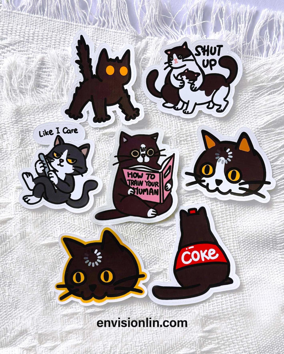 Funny Black Cat Vinyl Stickers | Hand Drawn Meme Art - Etsy