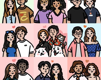 Custom Anime Portrait| Cute Cartoon Anime Portrait| Illustration| Family Portrait| Couple Gift Ideas| Personalized| Anniversary| Birthday