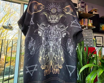 100% Silk Twill Witchy Ritual Robe, Handmade in Canada, Cat demon Robe, High Priestess Robe