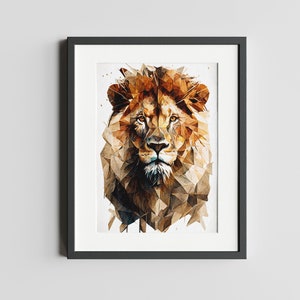 Póster León geométrico - Impresión digital en A3, A4, A5 y 20x30 pulgadas Aktywna
