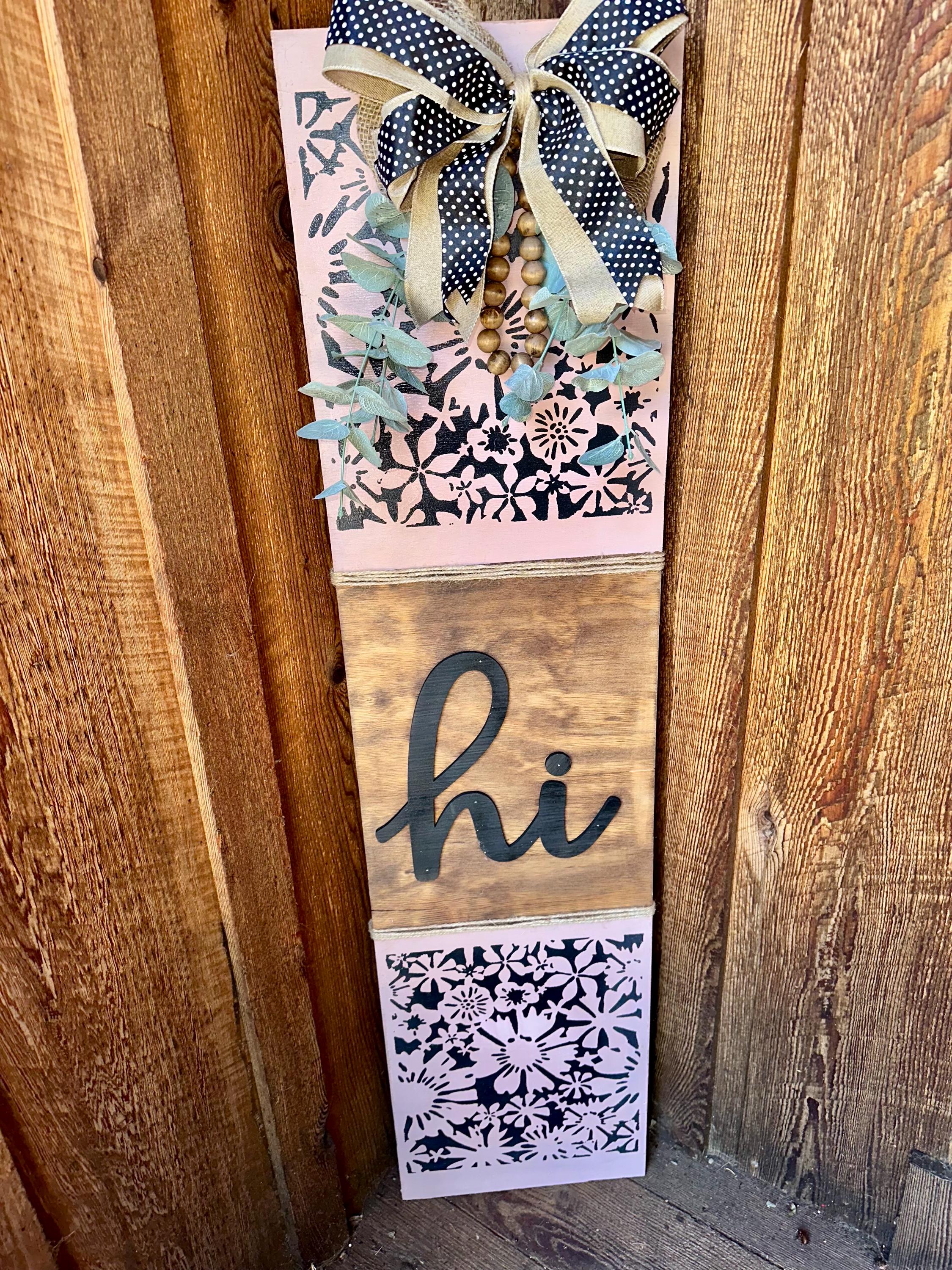 Rustic Floral Porch Leaner Porch Decor Hello Rustic Floral Sign 3D ...
