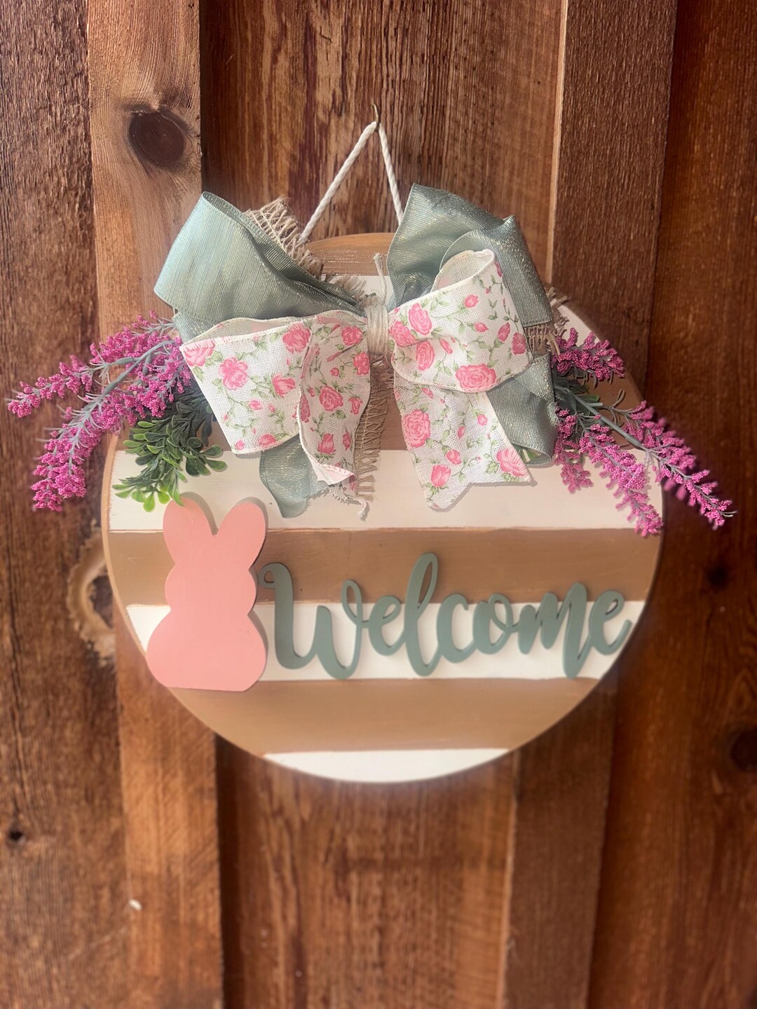 Welcome Spring Floral Door Decor | Welcome Rustic Floral Sign | Easter ...