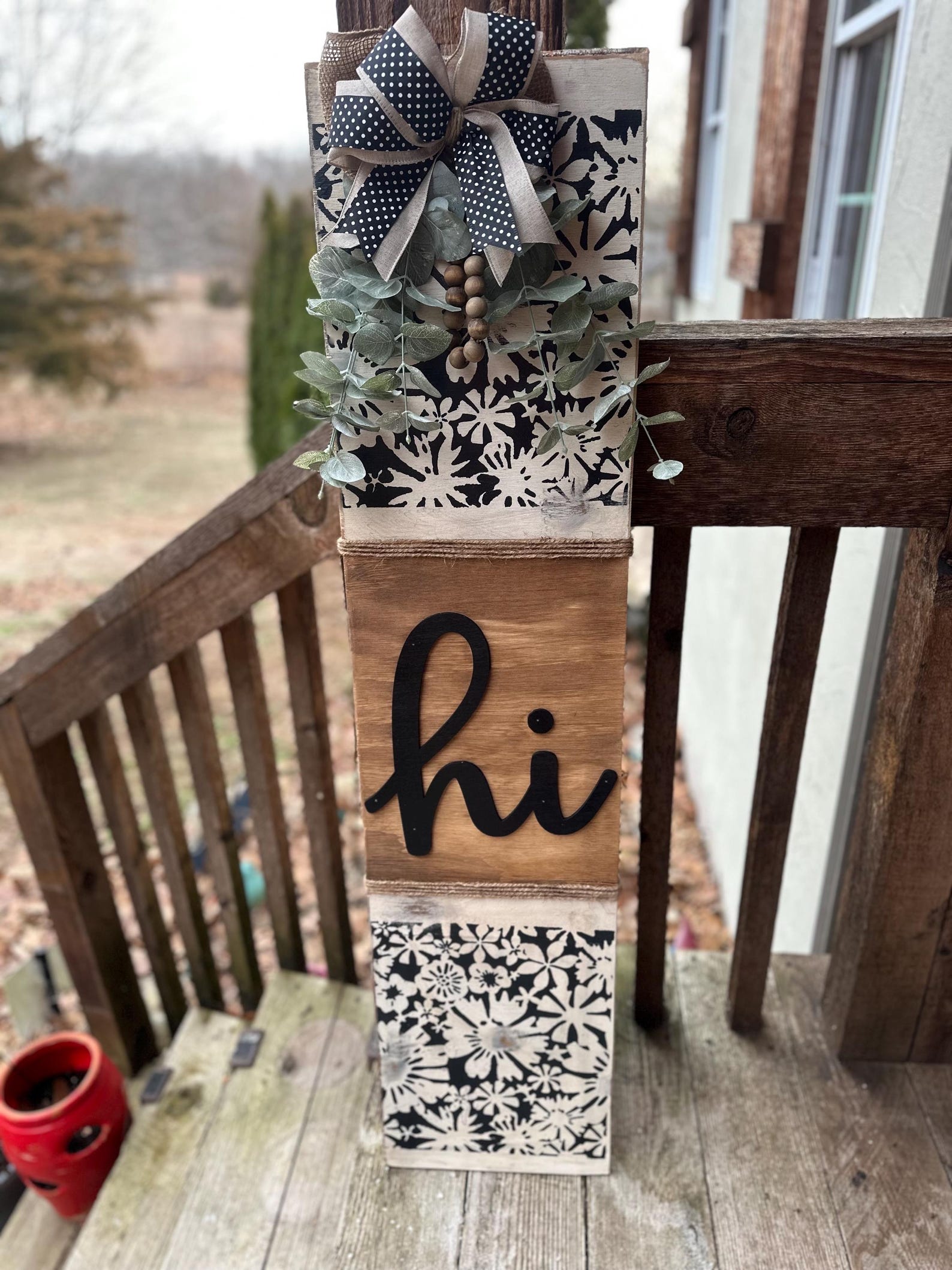 Rustic Floral Porch Leaner Porch Decor Hello Rustic Floral Sign 3D ...