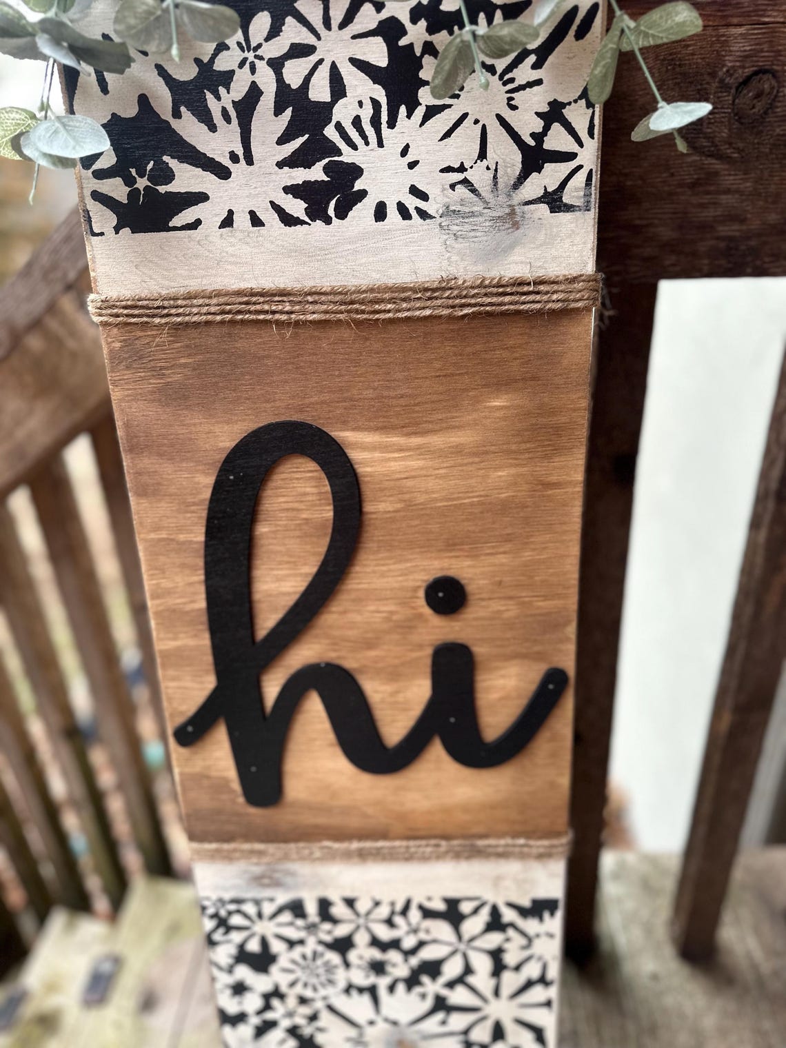 Rustic Floral Porch Leaner Porch Decor Hello Rustic Floral Sign 3D ...
