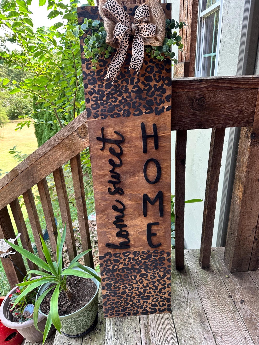 Home Sweet Home Leopard Front Porch Leaner | Cheetah Print Sign | 3D ...