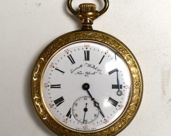 Antique Everett Gold-Filled Pocket Watch: Swiss Movement, Ornate Engraving (For Repair/Parts)