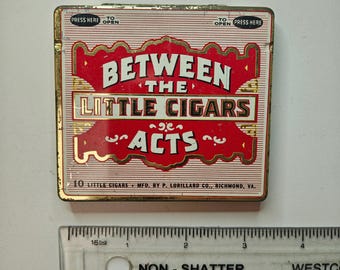 Vintage Between the Acts Little Cigars Tin, P. Lorillard Co., 1940s-50s