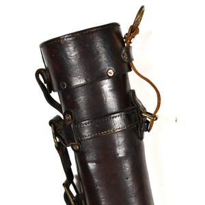 Antique French Leather Map Case – 32&quot; Military Officer’s Document Tube – Brass Hardware – Made in France