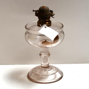 Antique 1870 Oil Guard Lamp: Embossed Glass Kerosene Lamp with Miller Burner