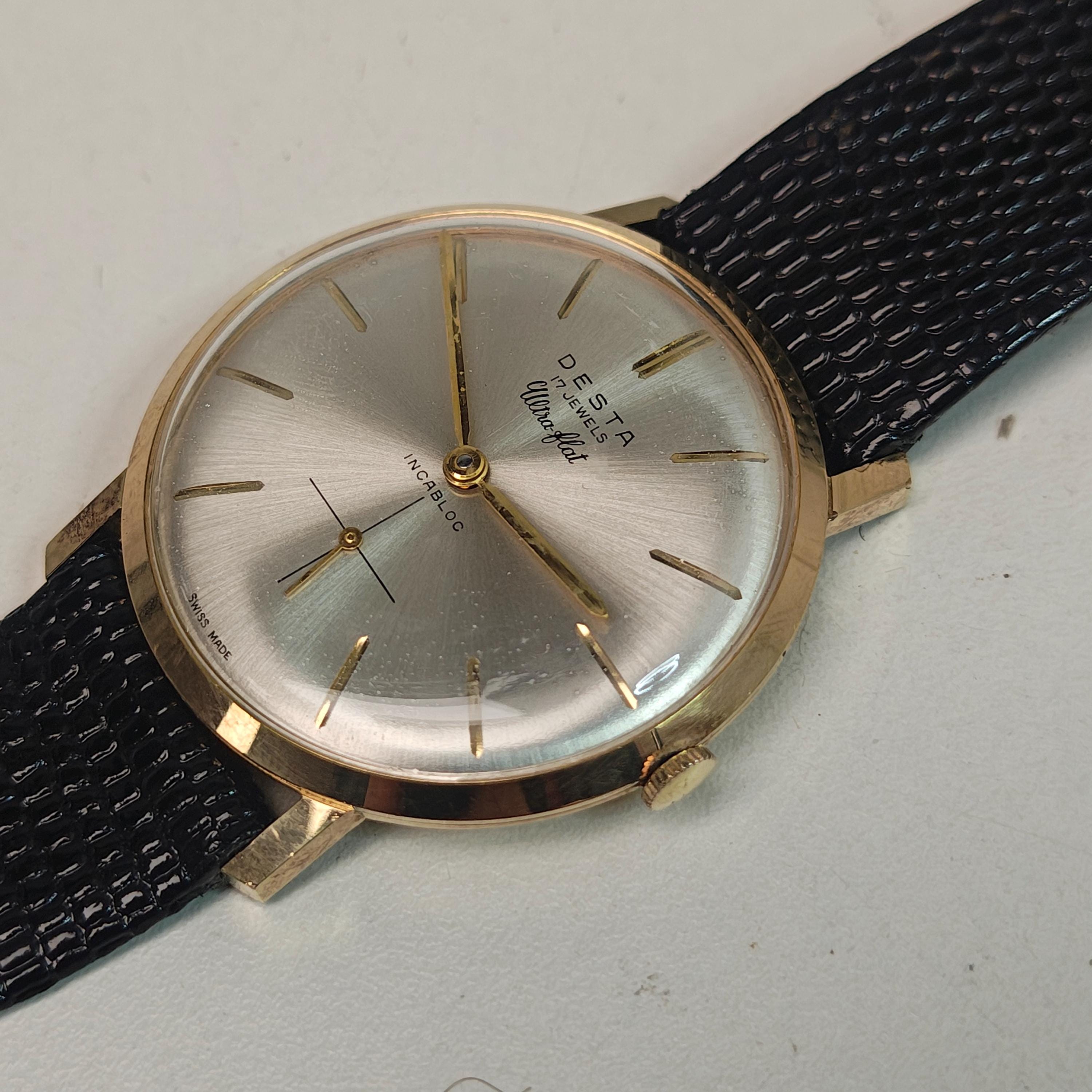 DESTA デスタ 腕時計 手巻き式 アナログ ヴィンテージ Vintage Desta Ultra-flat Swiss 7mm Automatic Watch, 17 Jewels